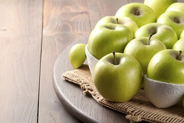 Green apples on the table