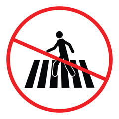 Cross walk icon. Cross line sign for walking people on white background. Set of pedestrian crossing vector signs. Pedestrian traffic sign illustration.