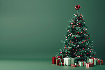 Christmas greeting card with bright winter holiday composition and New Year background