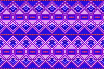 Geometric Tribal Pattern with Purple and Pink Diamonds