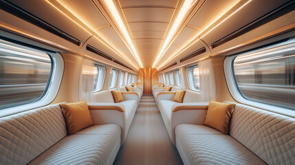 Fototapeta premium interior of a train, luxury train 