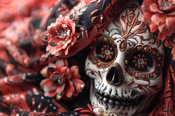 Fototapeta premium Beautiful greeting card with bright holiday composition for happy to joy celebrate dia de muertos