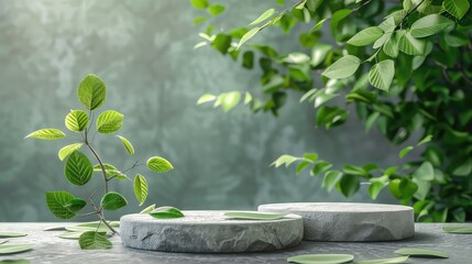 Circular platform in green field generated with AI