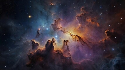 Fototapeta premium star cluster nebula background in outer space. generative ai