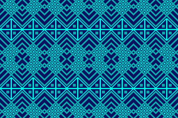 Bold Aqua and Navy Blue Tribal Diamond Pattern