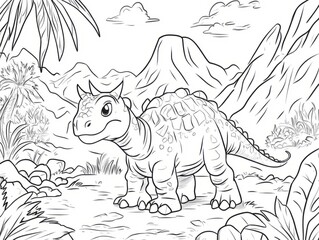Fototapeta premium Kids' and preschoolers' Dinosaur Coloring Pages. Easy Coloring Book, Educative, Printable, Animals