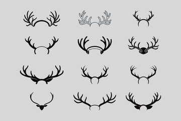 Hand Drawn Deer Antlers Vector Illustration | Cute Cartoon Animal Clipart Logo Icon