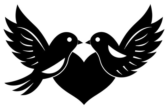 recommend clip art: Love Birds Silhouette Clip Art Vector illustration on a White Background