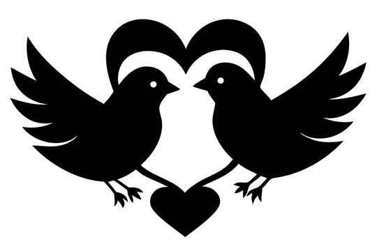 recommend clip art: Love Birds Silhouette Clip Art Vector illustration on a White Background