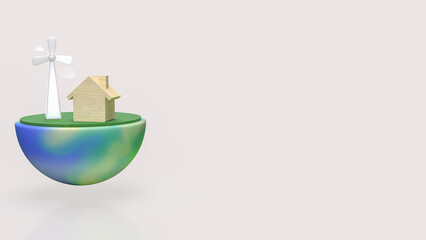 The Eco fan wind and Earth for generator electric for energy or ecology concept 3d rendering.