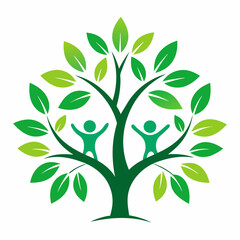 Ecology family tree logo art vector illustrator