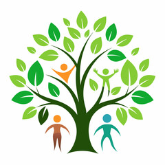 Ecology family tree logo art vector illustrator