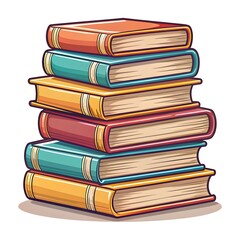 Flat Design Hand-Drawn Vector Stack of Books Illustration