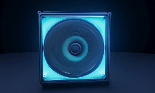 speaker with dark neon light effect, 3d rendering. 3D illustration