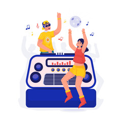 Live DJ music show party vector illustration