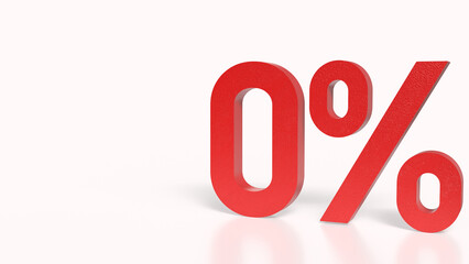 The red zero percent for Business concept 3d rendering.