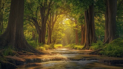 Fototapeta premium Sunlight Through Forest Canopy