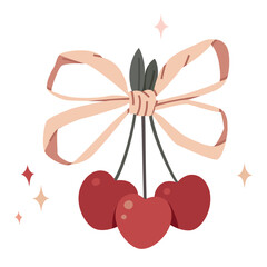 three cherries with bow coquette