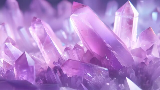 video of an amethyst crystal in violet and purple hues, featuring an extreme close-up background