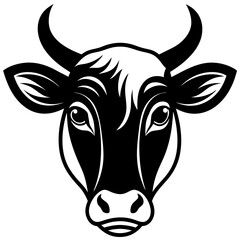 Cow head icon silhouette vector art illustration