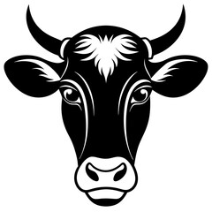Cow head icon silhouette vector art illustration