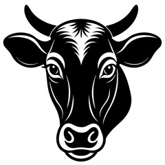 Cow head icon silhouette vector art illustration