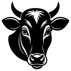 Cow head icon silhouette vector art illustration