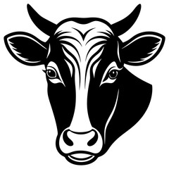 Cow head icon silhouette vector art illustration