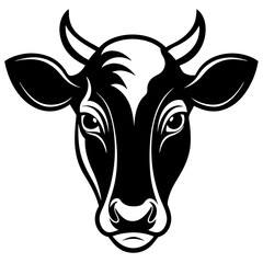 Cow head icon silhouette vector art illustration
