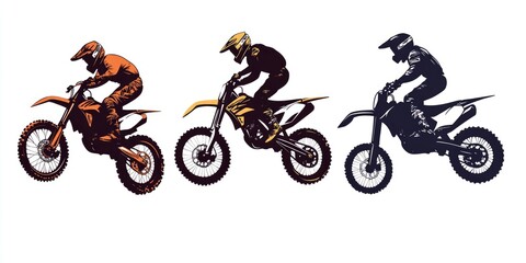 Three riders on dirt bikes
