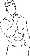 Fototapeta premium Continuous One Line Drawing of Naked Male Figure. Man Body Nude Drawing. Nude One Line Abstract Portrait. Minimalist Design. Vector EPS 10. 