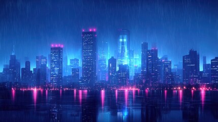 Night Rain in the city,City life in night in rainy season abstract background,Heavy rain in dark sky, rainy season,light lamp street night ,dark clouds and storm, vector illustration.