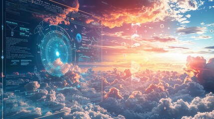 A detailed poster on atmospheric science, with weather pattern visualizations and climate change data