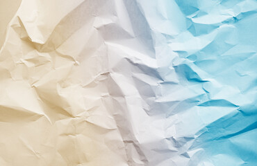 Obraz premium Paper background grunge summer autumn backdrop beige blue crumpled banner frame letter canvas ancient clean crease folded sheet rough abstract torn card ecosystem, wallpaper parchment simple.