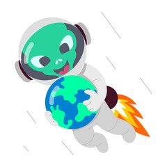 A comic style sticker of alien astronaut