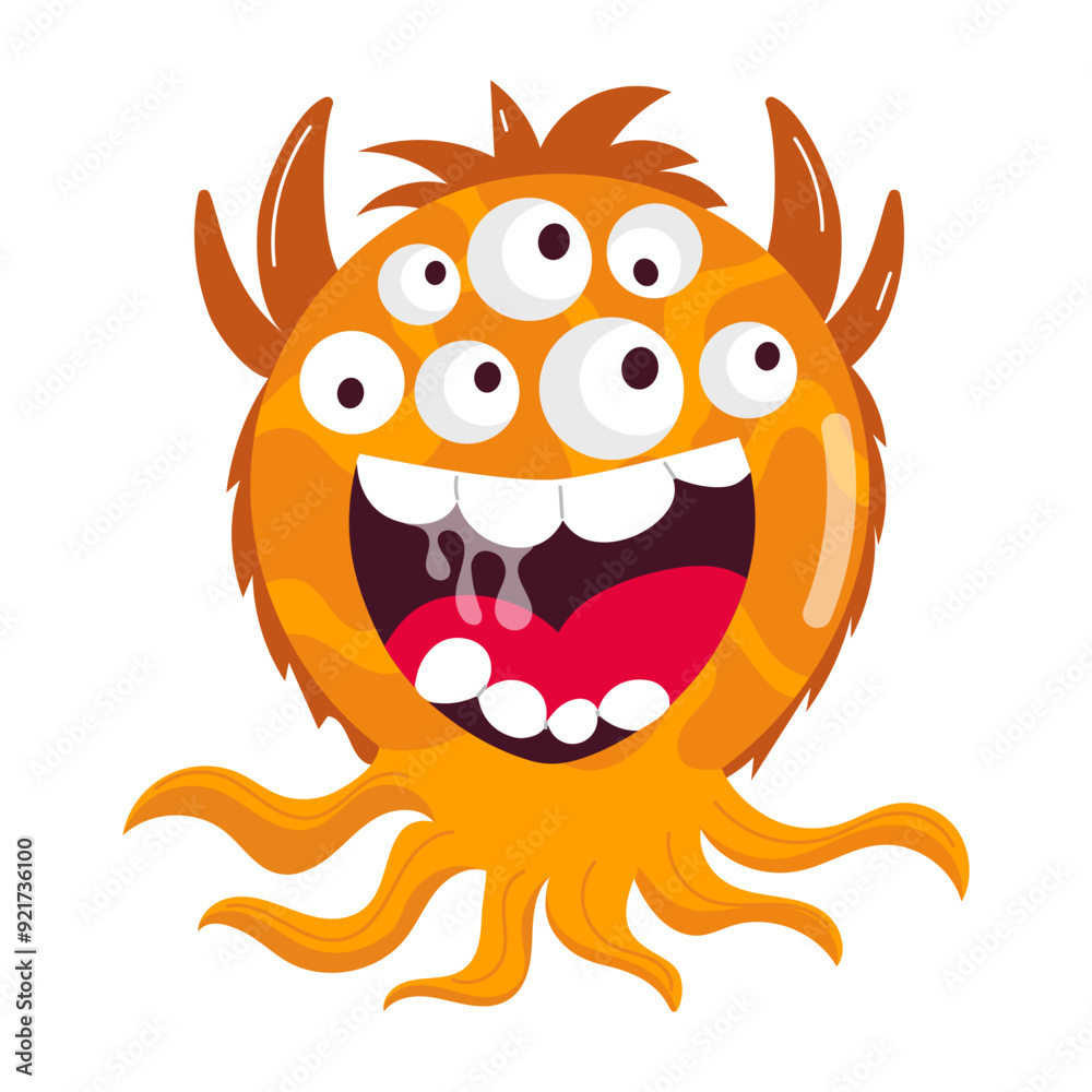 Wall mural comic style sticker of creepy monster smile