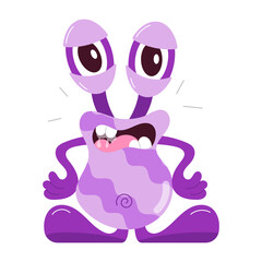 Cartoon style sticker of angry monster 