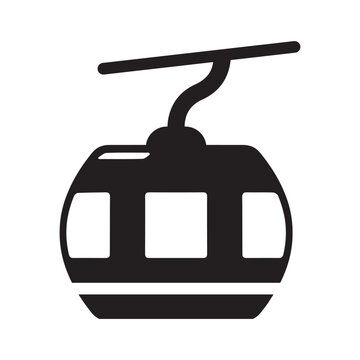 recommend clip art: Gondola, ski, cable icon. Black vector graphics.