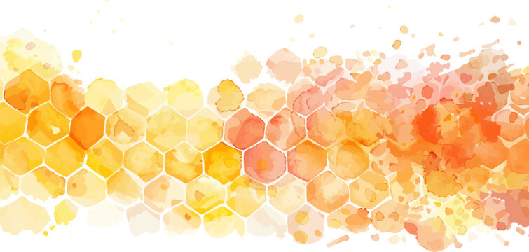 Honey Comb Watercolor Background Vector Illustration.
