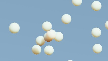 White Plastic balls on blue background