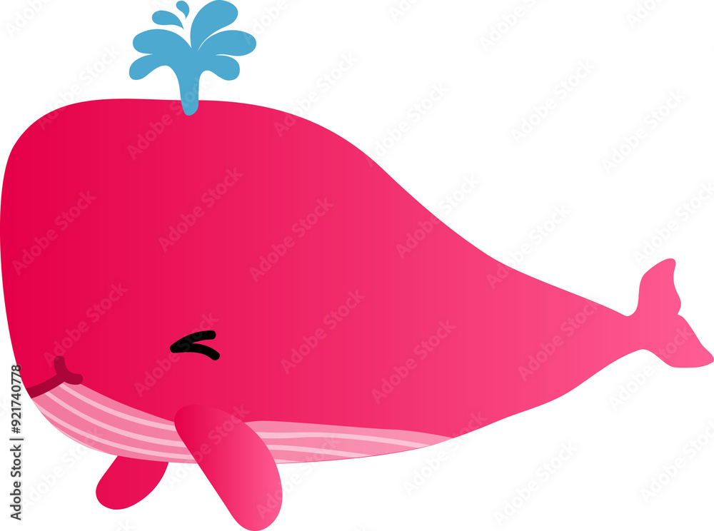 Wall mural cute whale cartoon, sea animal