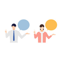 重要なポイントを説明する男性と女性のふきだしセット