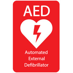 AED,automated external defibrillator aed sign with heart	
