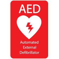 AED,automated external defibrillator aed sign with heart	
