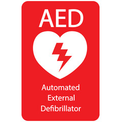 AED,automated external defibrillator aed sign with heart	
