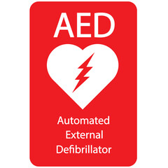 AED,automated external defibrillator aed sign with heart	
