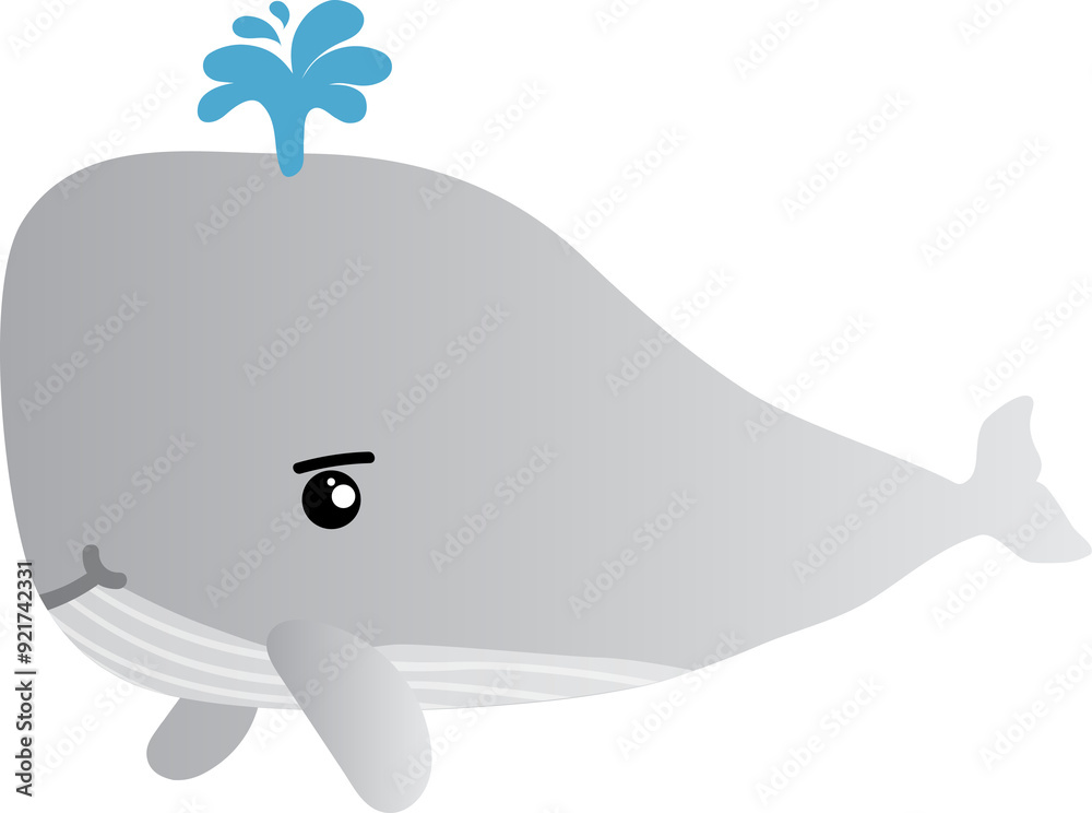 Wall mural cute whale cartoon, sea animal