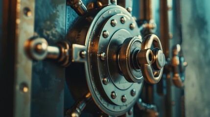 Fototapeta premium A close-up of a secure vault door, symbolizing the protection of valuable assets and wealth.