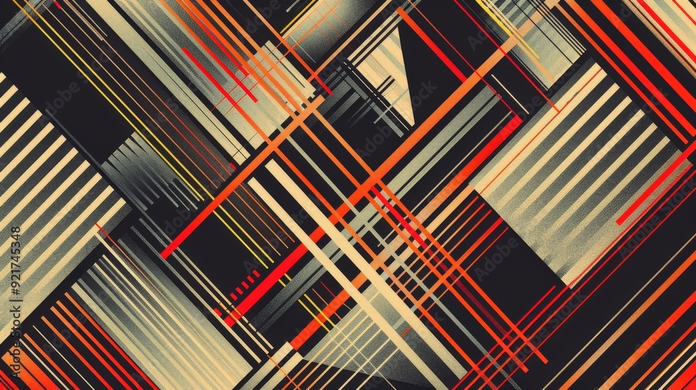 Poster a contemporary line pattern with a series of angular, intersecting lines creating a complex geometri