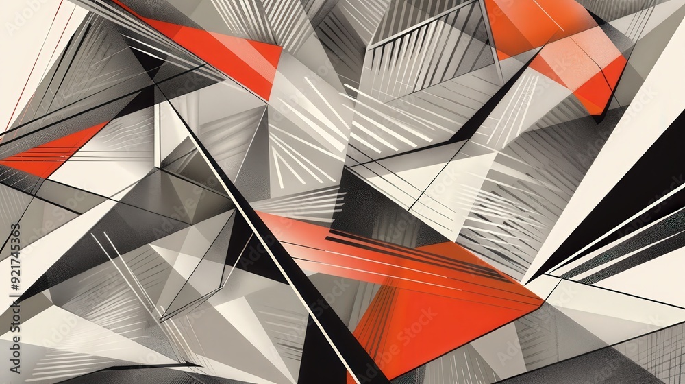Poster a contemporary line pattern with a series of angular, intersecting lines creating a complex geometri